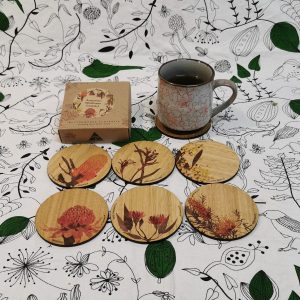 Set of 6 Round Colored Wildflower Coasters