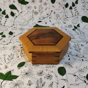 Hexagon timber Jewellery box